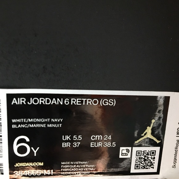 Air Jordan 6 Retro (GS) “Midnight Navy” Sz:6Y